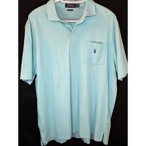 Polo Ralph Lauren Mens Light Blue Classic Fit Pocket Polo Shirt Size L